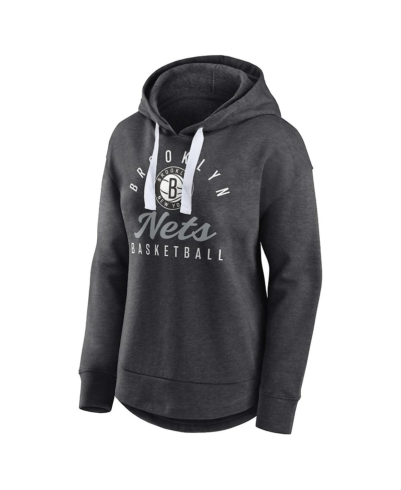 Women's Fanatics Heather Charcoal Brooklyn Nets Iconic Distribution Pullover Hoodie