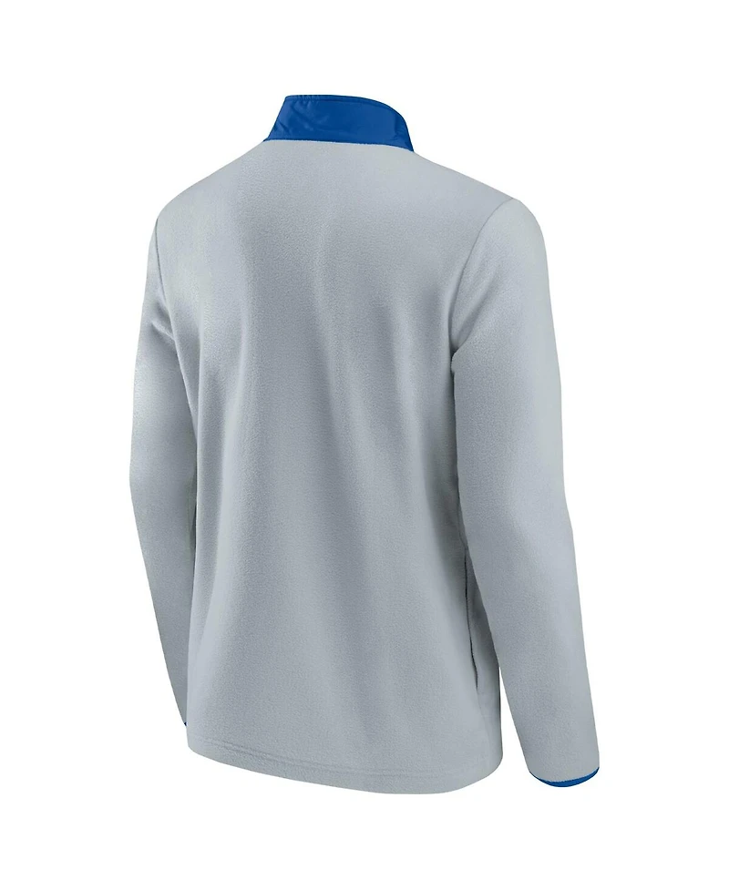 Men's Fanatics Gray, Blue New York Rangers Omni Polar Fleece Quarter-Snap Jacket