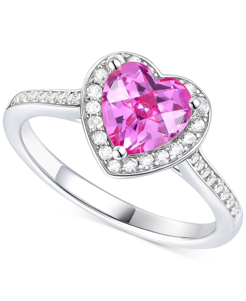 3-Pc. Set Garnet: (4 ct. t.w.) & Lab-Grown White Sapphire (3/4 t.w.)Amethyst (3-1/3 Heart Pendant Necklace, Ring, Stud Earrings Ste