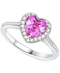 3-Pc. Set Garnet: (4 ct. t.w.) & Lab-Grown White Sapphire (3/4 t.w.)Amethyst (3-1/3 Heart Pendant Necklace, Ring, Stud Earrings Ste