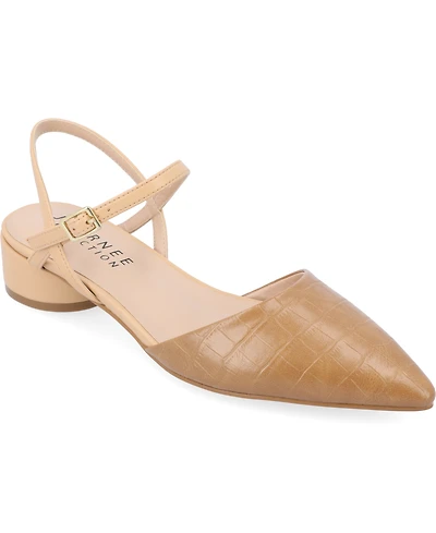 Journee Collection Women's Brynn Block Heel Pointed Toe Flats
