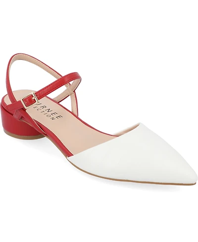 Journee Collection Women's Brynn Block Heel Pointed Toe Flats