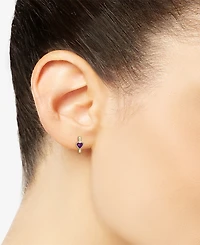2-Pc. Set Amethyst (5/8 ct. t.w.) & Lab-grown White Sapphire (1/20 ct. t.w.) Hoop & Chain Drop Earrings in 14k Gold-Plated Sterling Silver