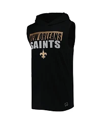 Men's Msx by Michael Strahan Black New Orleans Saints Relay Sleeveless Pullover Hoodie