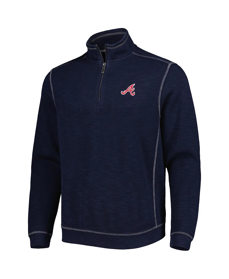 Men's Tommy Bahama Blue Atlanta Braves Tobago Bay Tri-Blend Quarter-Zip Sweatshirt