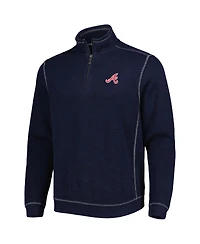 Men's Tommy Bahama Blue Atlanta Braves Tobago Bay Tri-Blend Quarter-Zip Sweatshirt