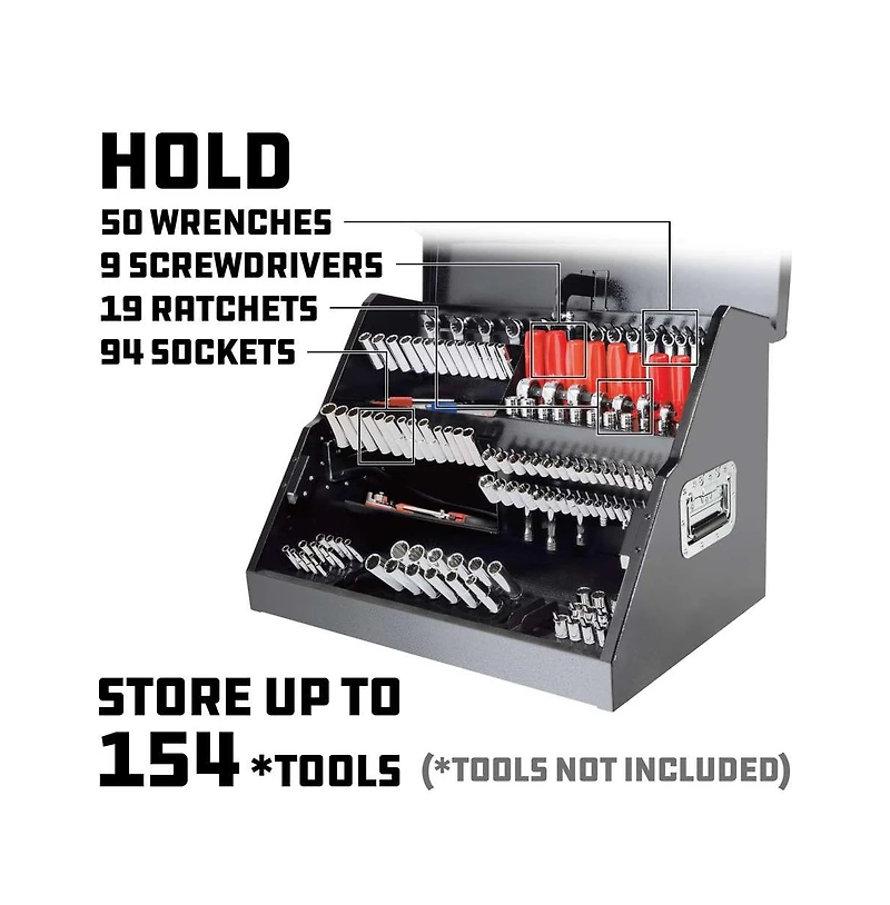 Powerbuilt 26 Inch Rapid Box Slant Front Toolbox with Tool Magnets - Gray