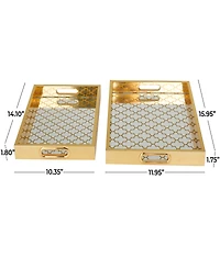 Rosemary Lane Plastic Mirrored Geometric Tray, Set of 2, 16", 14" W