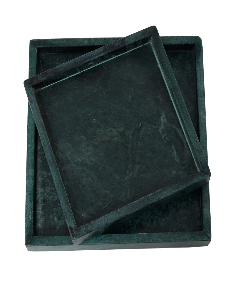 Rosemary Lane Marble Tray with Raised Border, Set of 2, 10", 8" W