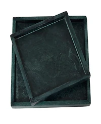Rosemary Lane Marble Tray with Raised Border, Set of 2, 10", 8" W