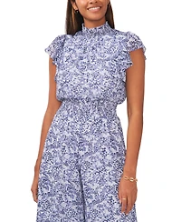 Msk Women's Flutter-Sleeve Smocked-Waist Jumpsuit