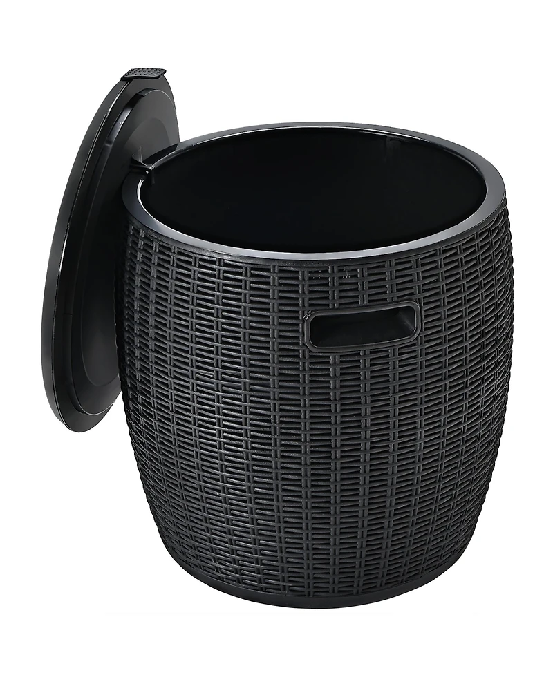 9.5 Gallon 4-in-1 Patio Rattan Cool Bar Cocktail Table Side