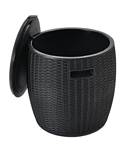 9.5 Gallon 4-in-1 Patio Rattan Cool Bar Cocktail Table Side