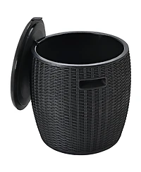9.5 Gallon 4-in-1 Patio Rattan Cool Bar Cocktail Table Side