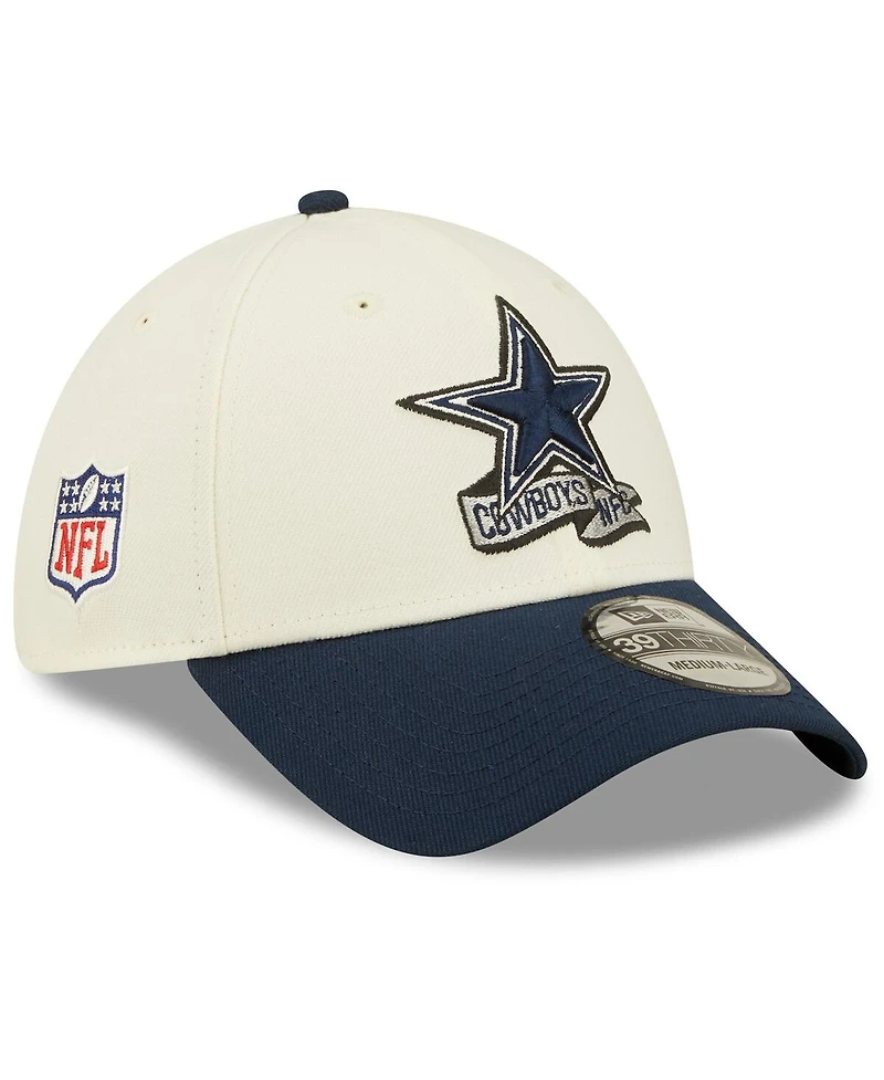 Men's New Era Cream, Navy Dallas Cowboys 2022 Sideline 39THIRTY 2-Tone Flex Hat