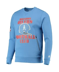 Men's Starter Light Blue Houston Oilers Locker Room Throwback End Zone Pullover Sweatshirt