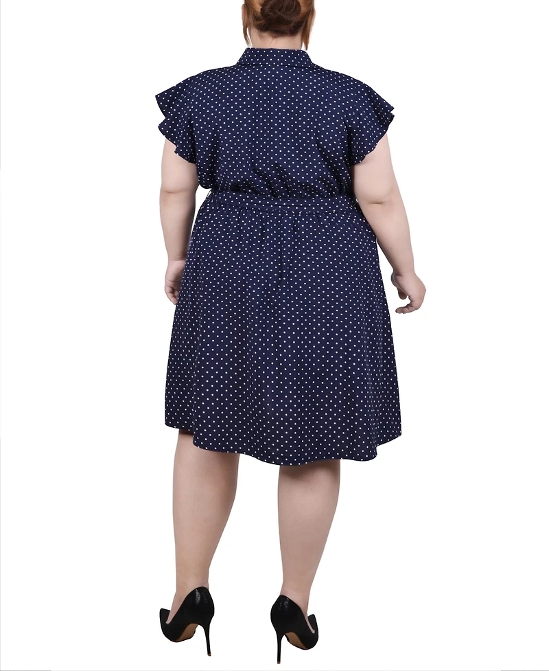 Ny Collection Plus Flutter Sleeve Belted Dress