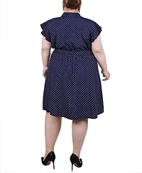 Ny Collection Plus Flutter Sleeve Belted Dress