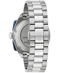Bulova Men's Chronograph Archive Lunar Pilot Stainless Steel Bracelet Watch Box Set 44mm