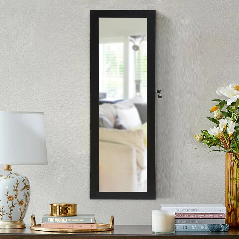 Costway Wall Door Mounted Mirror Jewelry Cabinet Organizer