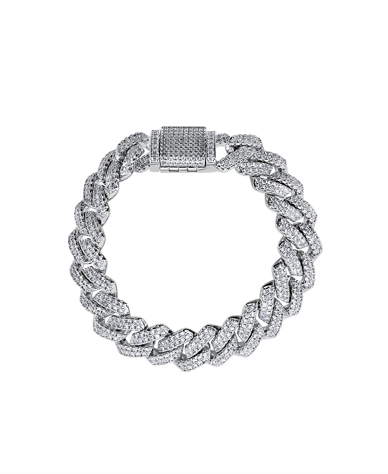 Oma The Label Frosty Link Collection 14mm Bracelet in White Gold- Plated Brass, 7"