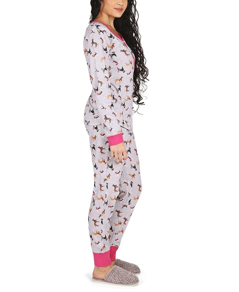 MeMoi Women's Dog Mania 2 Piece Pajama Set