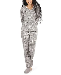 MeMoi Women's Leopard Print Cotton Blend 2 Piece Set