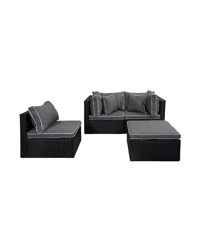 WestinTrends 4-Piece Outdoor Patio Sofa Sectional Set with Ottoman