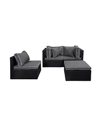 WestinTrends 4-Piece Outdoor Patio Sofa Sectional Set with Ottoman