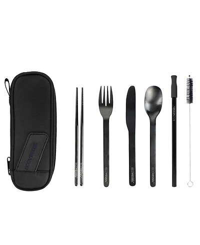 EcoVessel Stainless Steel Utensil 8 Piece Set with Travel Pouch
