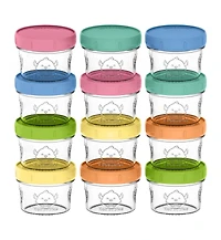 KeaBabies 12pk Prep Baby Food Storage Containers, 4 oz Leak-Proof, Bpa Free Glass Jars for Feeding