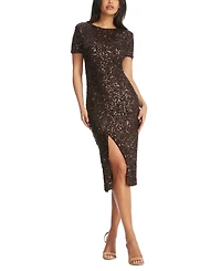 Dress the Population Women's Natasha Sequined Side-Slit Midi
