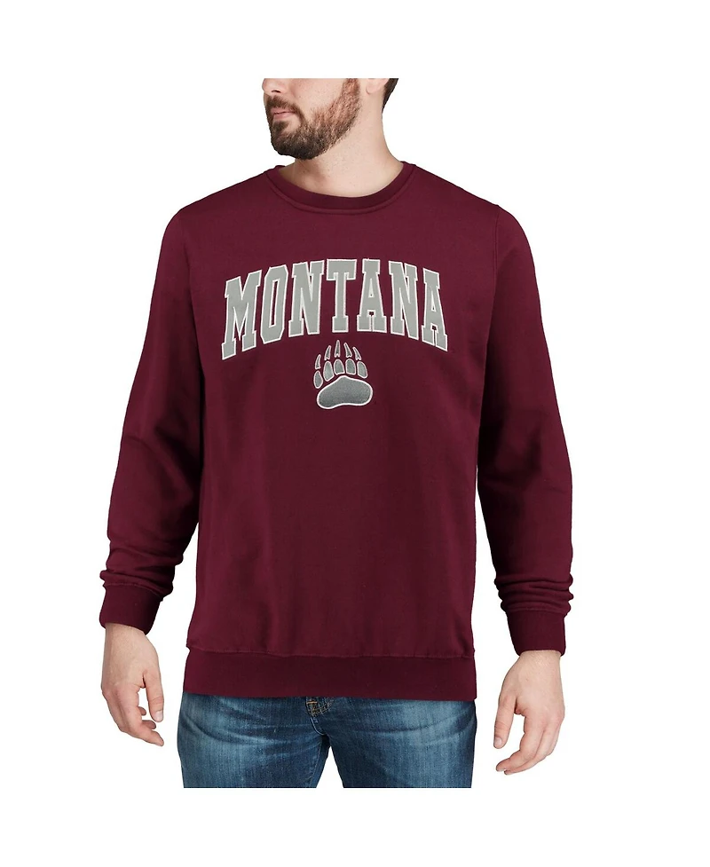 Colosseum Men's Montana Grizzlies Arch and Logo Crew Neck Sweatshirt