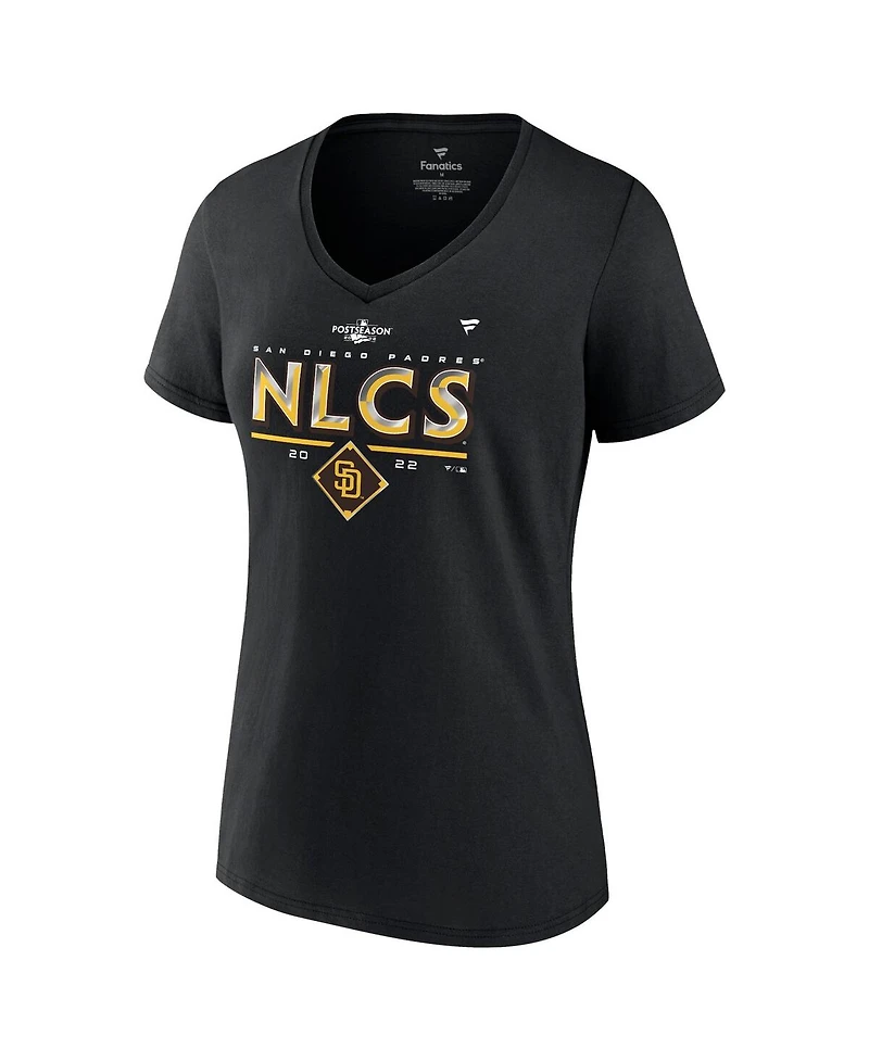 Women's Fanatics Black San Diego Padres 2022 Division Series Winner Locker Room V-Neck T-shirt