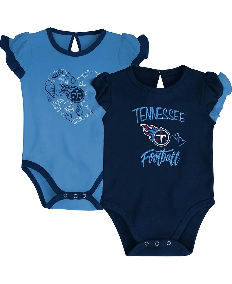Newborn and Infant Boys Girls Navy, Light Blue Tennessee Titans Too Much Love Two-Piece Bodysuit Set