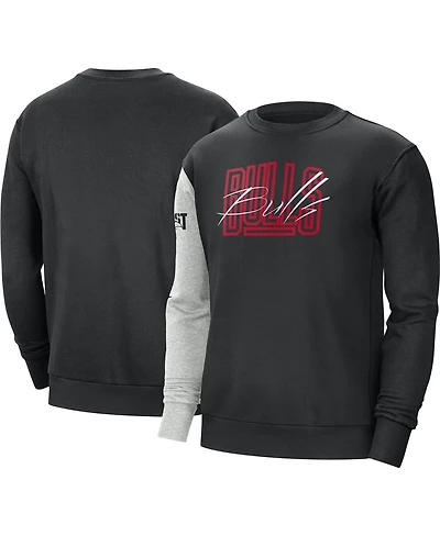 Men's Nike Black and Heather Gray Chicago Bulls Courtside Versus Force Flight Pullover Sweatshirt