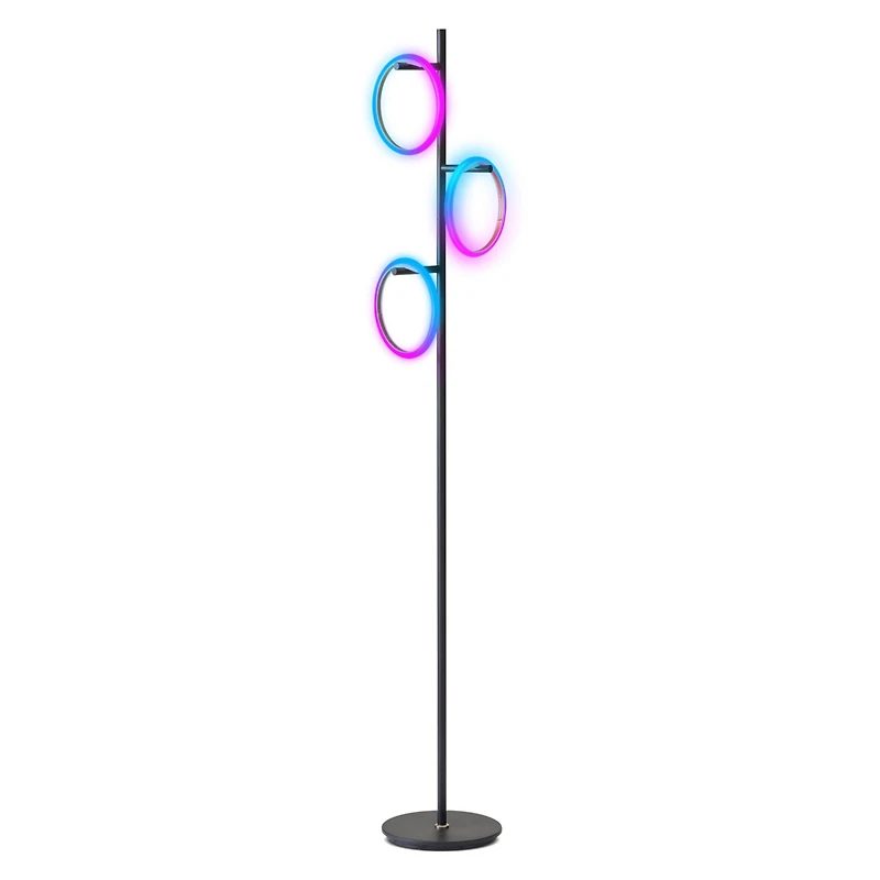 Saturn 66" Led Tree Floor Lamp with 3 Rgb Light Rings