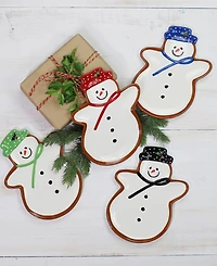 Euro Ceramica Winterfest Snowman Plates, Set of 4