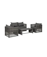 WestinTrends 4-Piece Wicker Outdoor Patio Conversation Set with Coffee Table