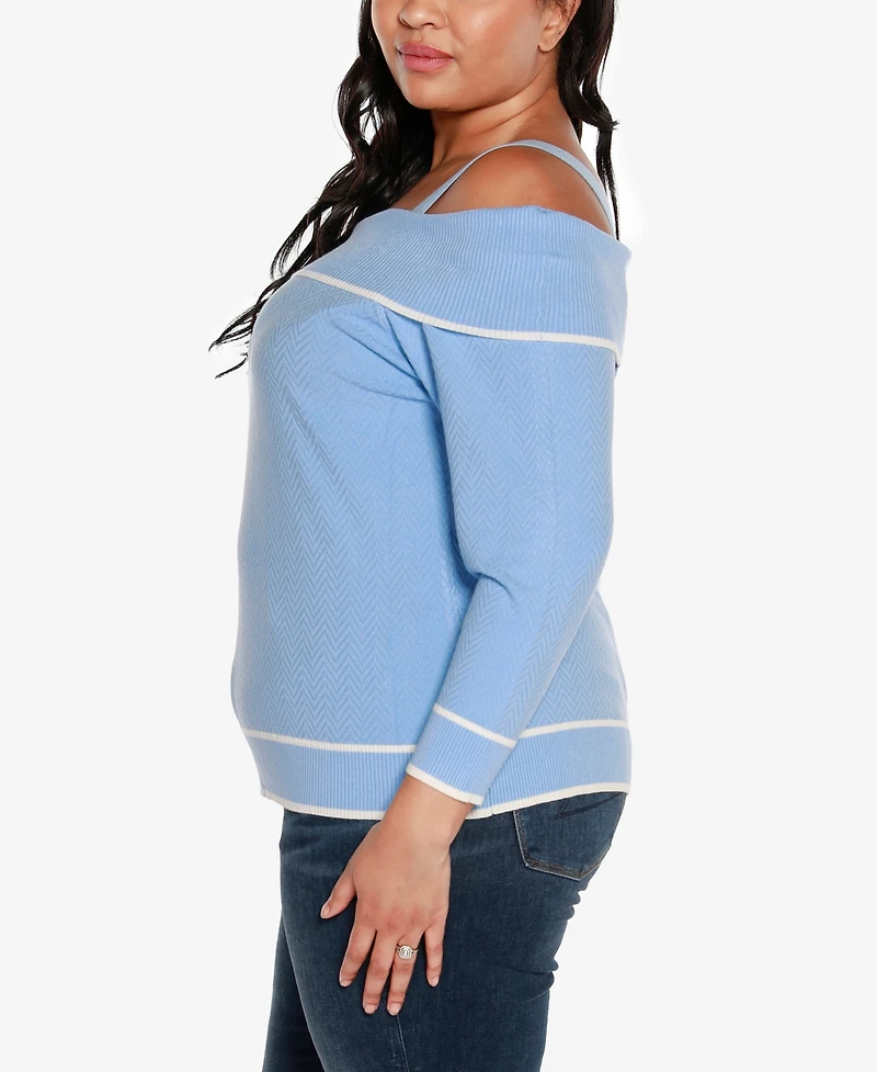 Belldini Black Label Plus Off-The-Shoulder Sweater