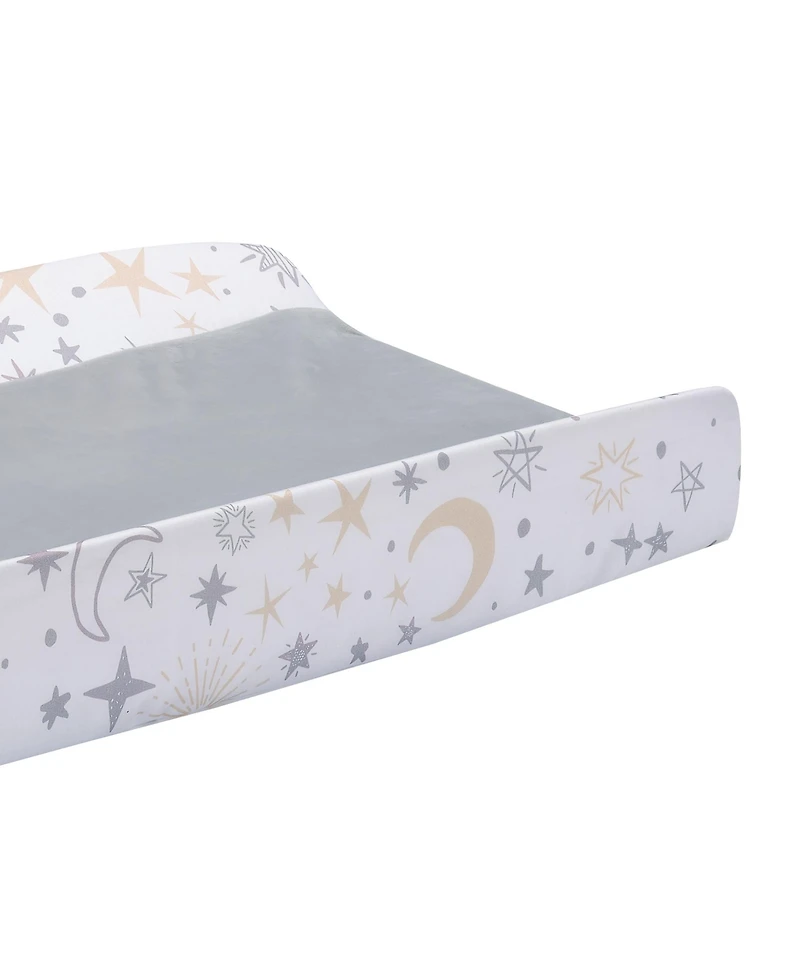 Lambs & Ivy Baby Goodnight Moon White/Gray Changing Pad Cover - Moons/Stars