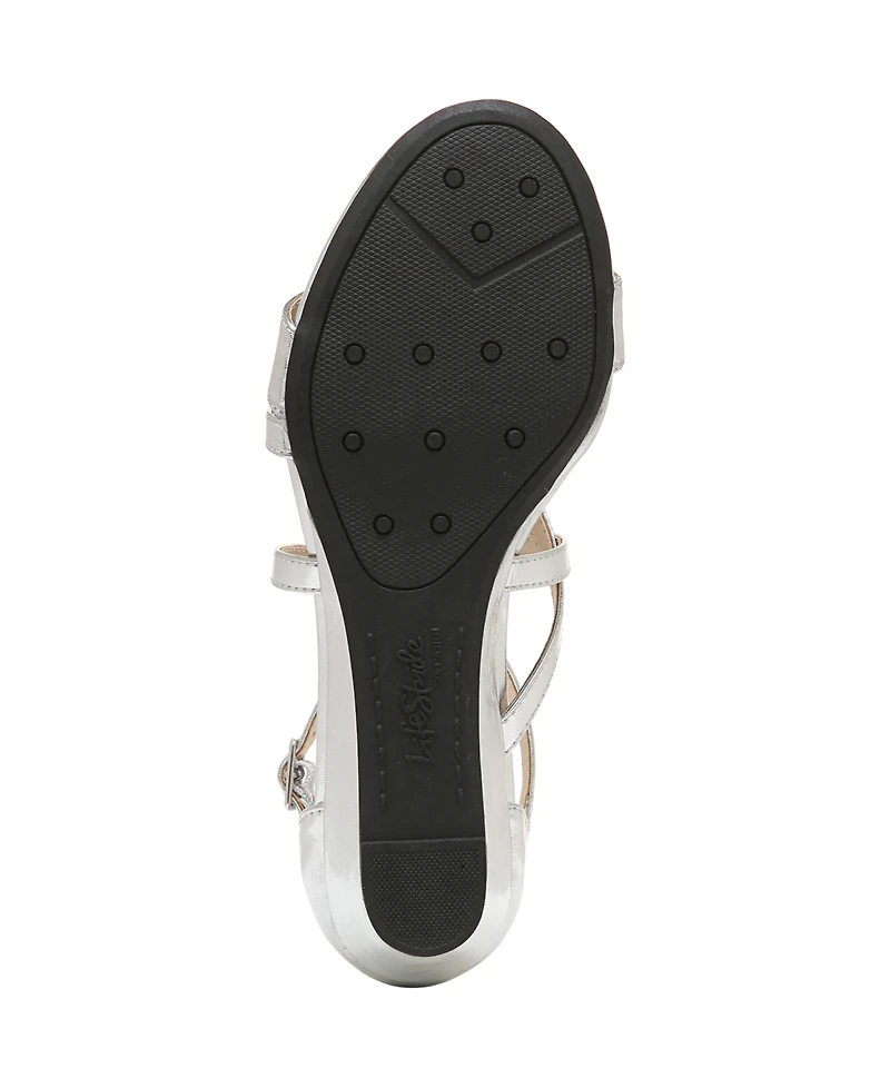 LifeStride Women's Yolanda Strappy Wedge Dress Sandals