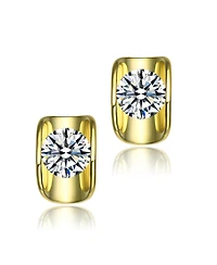 Sterling Silver Cubic Zirconia Shield Earrings