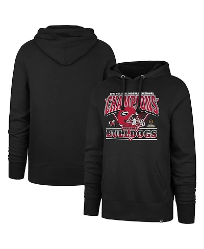 Men's '47 Brand Black Georgia Bulldogs College Football Playoff 2022 National Champions Helmet Pullover Hoodie