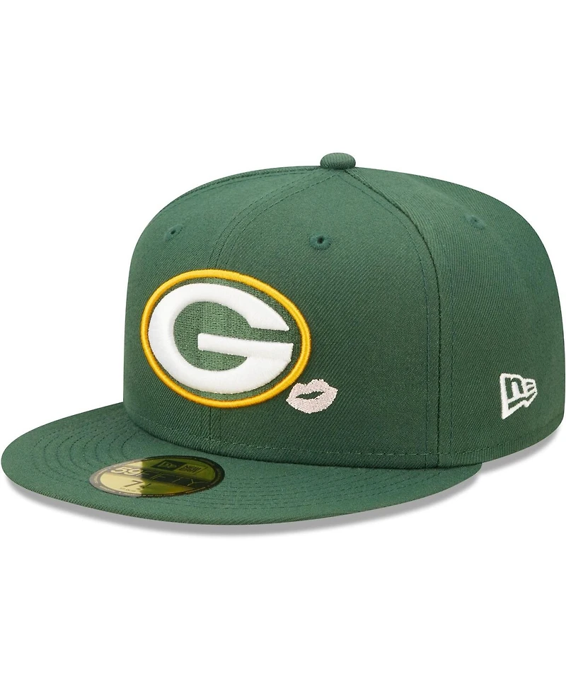 Men's New Era Green Green Bay Packers Lips 59Fifty Fitted Hat