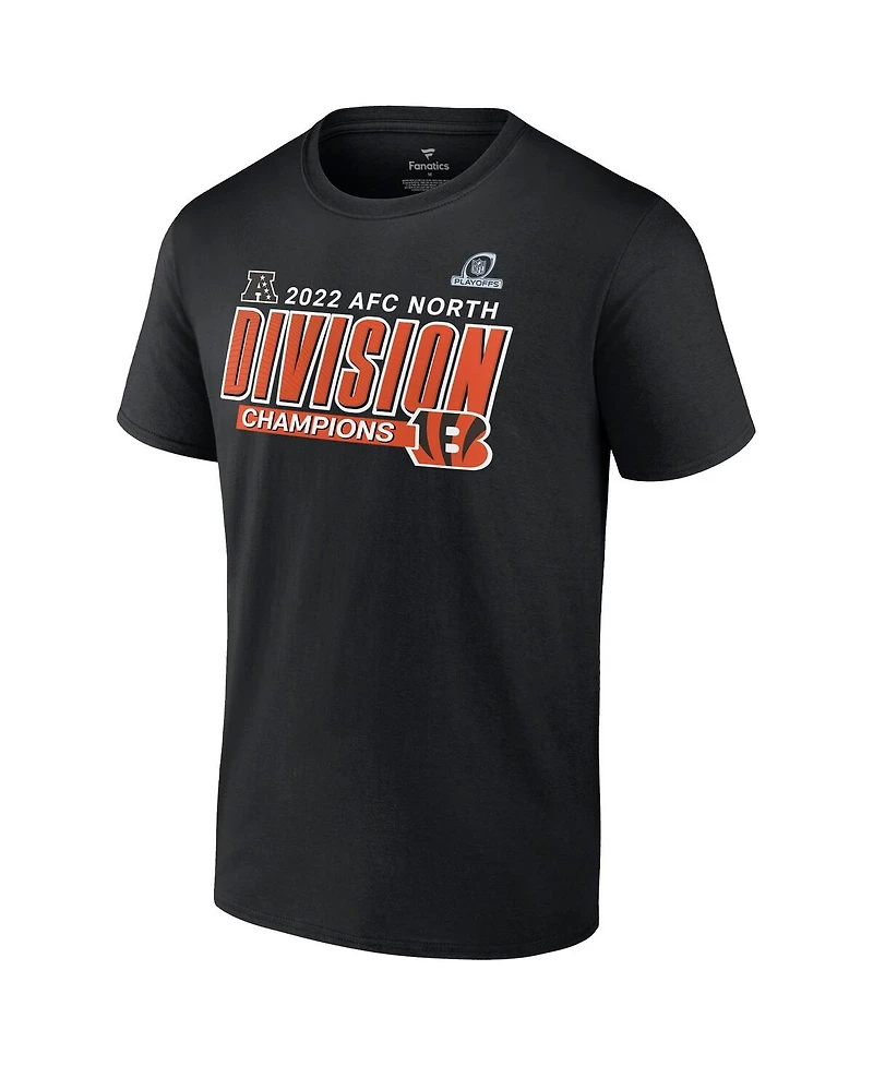 Men's Fanatics Black Cincinnati Bengals 2022 Afc North Division Champions Divide and Conquer Big Tall T-shirt
