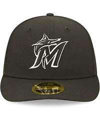 Men's New Era Miami Marlins Black and White Low Profile 59FIFTY Fitted Hat