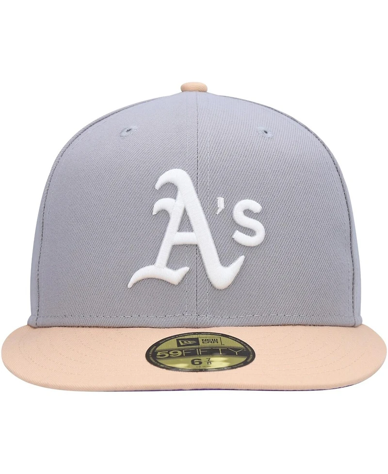 Men's New Era Gray, Peach Oakland Athletics 1987 Mlb All-Star Game Purple Undervisor 59FIFTY Fitted Hat