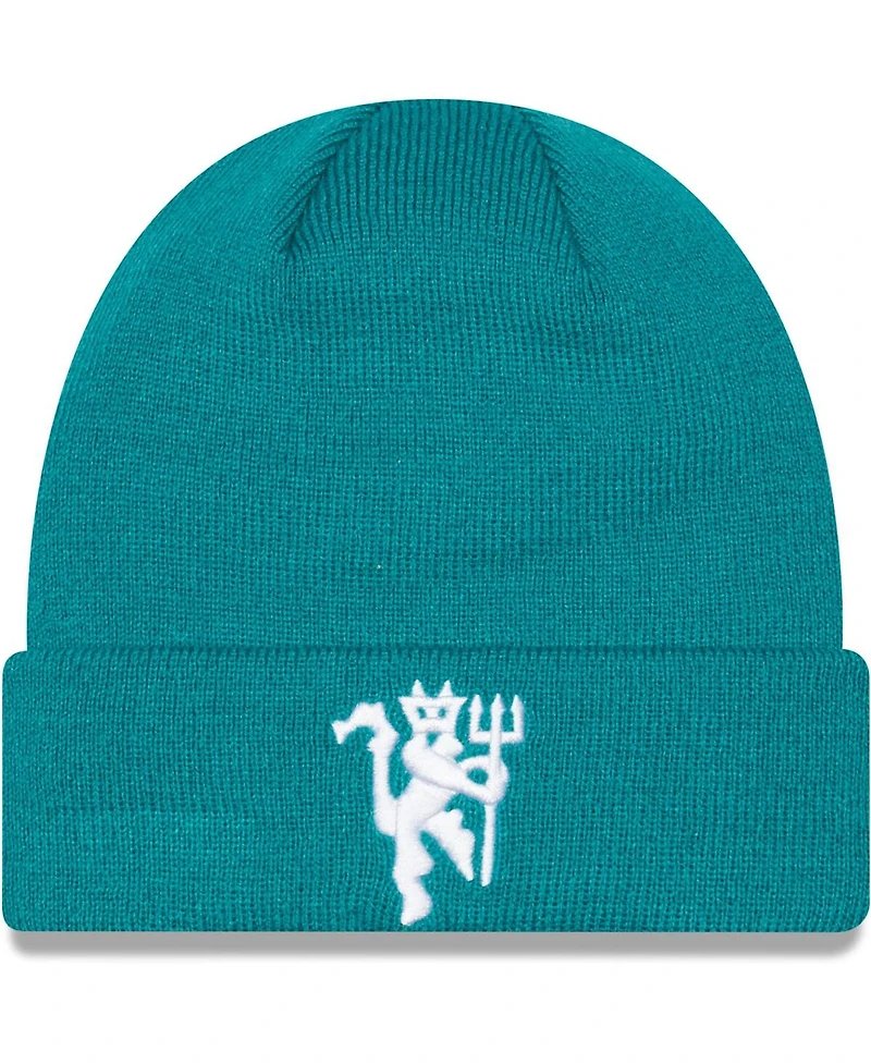 Men's New Era Turquoise Manchester United Seasonal Cuffed Knit Hat