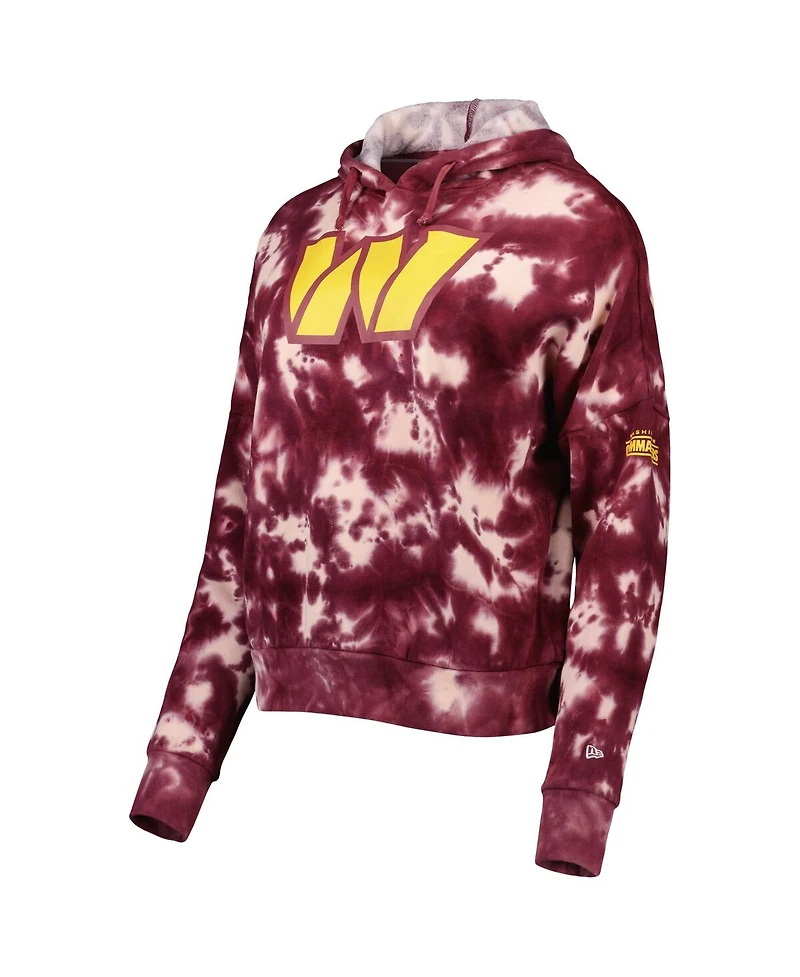 Women's New Era Burgundy Washington Commanders Cloud Dye Fleece Pullover Hoodie